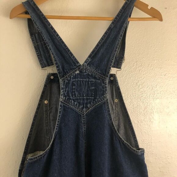 Revolt  classic denim bin overalls blue strip lines on side size M - Picture 9 of 11
